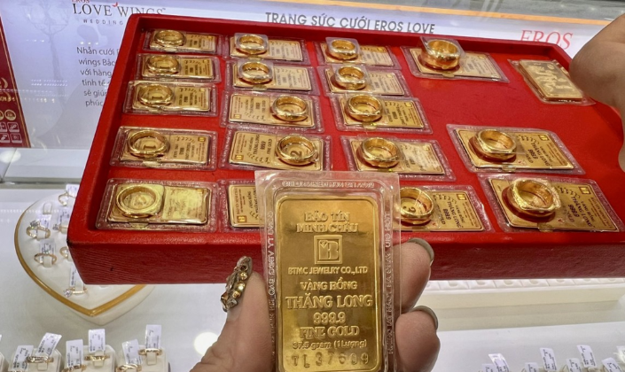 Giá vàng trong nước giảm, vàng nhẫn điều chỉnh tới 1,3 triệu đồng/lượng