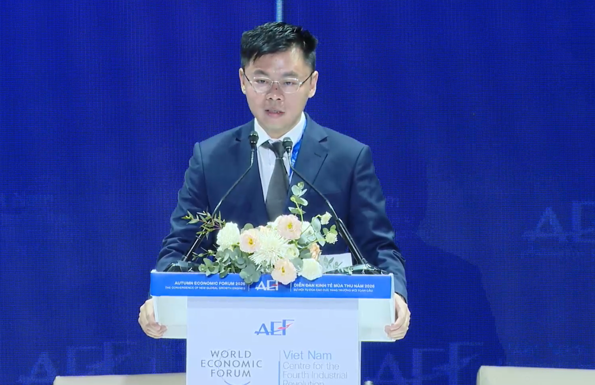 Ông Trương Minh Huy Vũ, Phó Chủ tịch UBND TPHCM chia sẻ tại phiên chuyên đề “Trung tâm tài chính quốc tế: Làm thế nào để thu hút dòng vốn toàn cầu”, trong khuôn khổ AEF 2026.