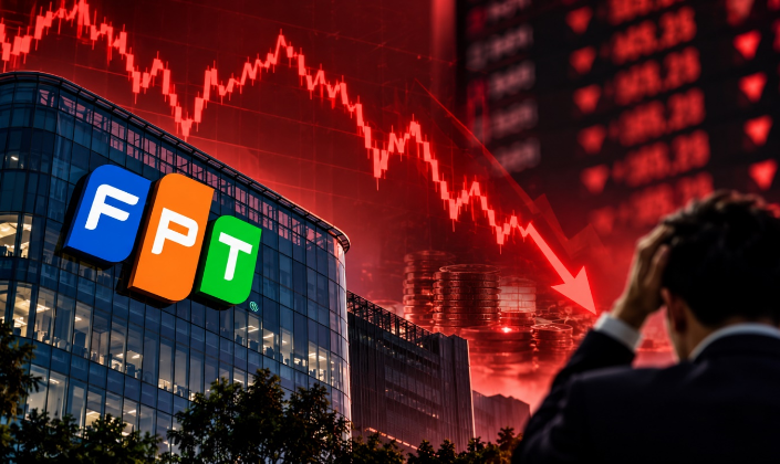 FPT mất hơn 53% giá trị từ vùng đỉnh, gần 122.000 tỷ đồng vốn hóa bốc hơi