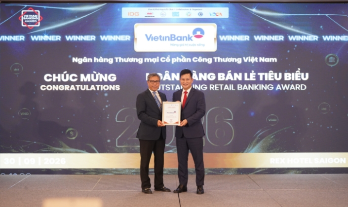 3 năm liên tiếp - VietinBank được vinh danh “Ngân hàng Bán lẻ tiêu biểu”